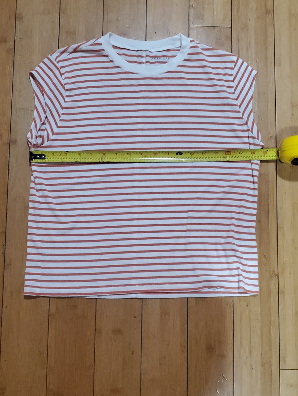 American Eagle Outfitters Womens Small Short Sleeve Stripe Tee - White & Coral